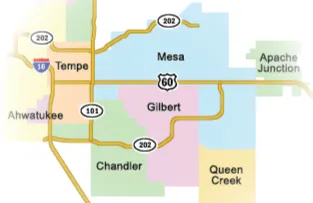 Map of the East Valley service area